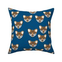 Little baby tiger safari jungle animal portrait friends illustration winter night classic blue brown LARGE