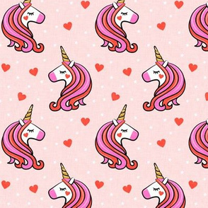 Valentines Unicorn - Valentine's Day - pink  w/ hearts - LAD19