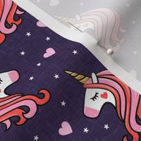 Valentines Unicorn - Valentine's Day - purple w/ hearts - LAD19