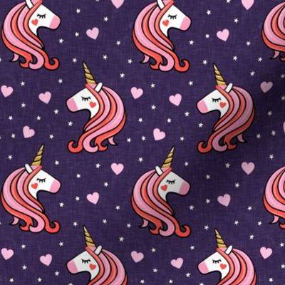 Valentines Unicorn - Valentine's Day - purple w/ hearts - LAD19