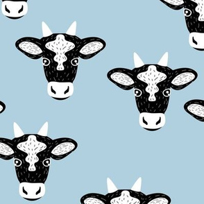 Little baby cow dairy farm animal portrait friends illustration cool blue boys