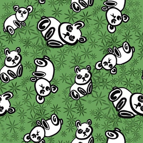 Pandas and flowers