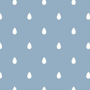 Raindrops - white on sky blue