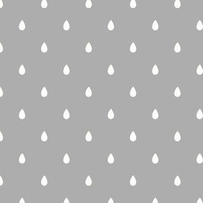 Little Raindrops - white on grey