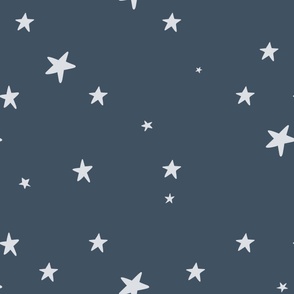 XL Scandi Stars - dark denim blue and white - jumbo size - wallpaper - nursery - kids room