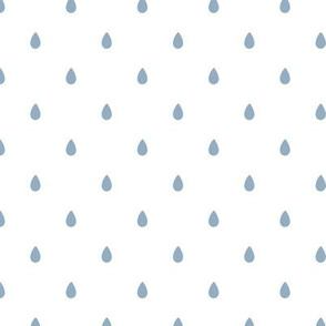 Little Raindrops - sky blue on white