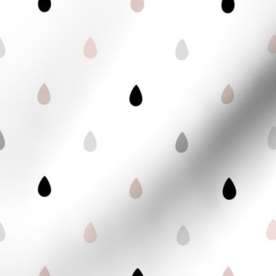 Raindrops - mauve/black/silver on white