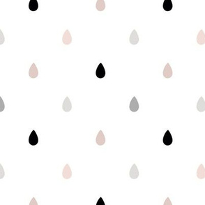 Raindrops - mauve/black/silver on white