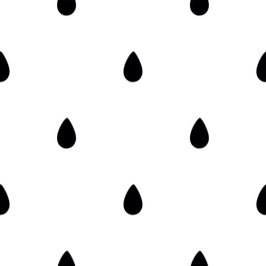 XL raindrops - black on white - wallpaper - large scale