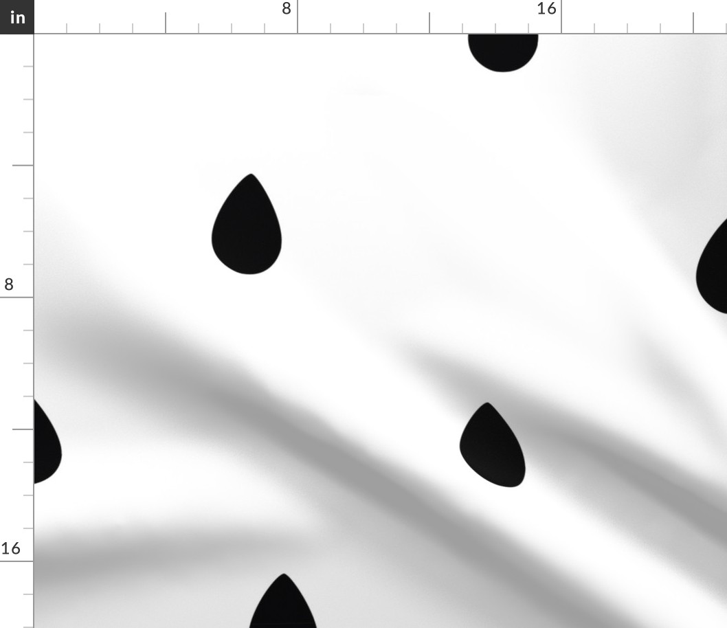 XL raindrops - black on white - wallpaper - large scale