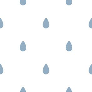 XL Raindrops - sky blue on white - wallpaper - large scale