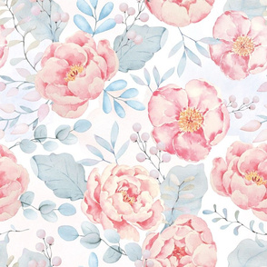 18"  Roses Bloom Blush Floral Flower Pattern