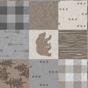 Rustic Bear - soft brown and grey. - rotated