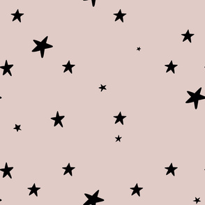 XL Scandi Stars - Mauve and Black - large scale -wallpaper - nursery/kids room