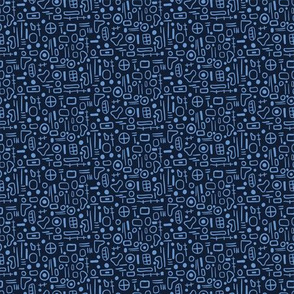 Indigo blue geometric shape pattern. 