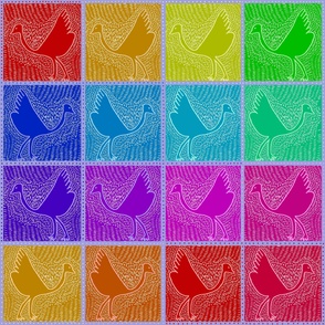 Faux Rainbow Pajaro Quilt - Design 9539572 - Red Blue Orange Yellow Green Pink