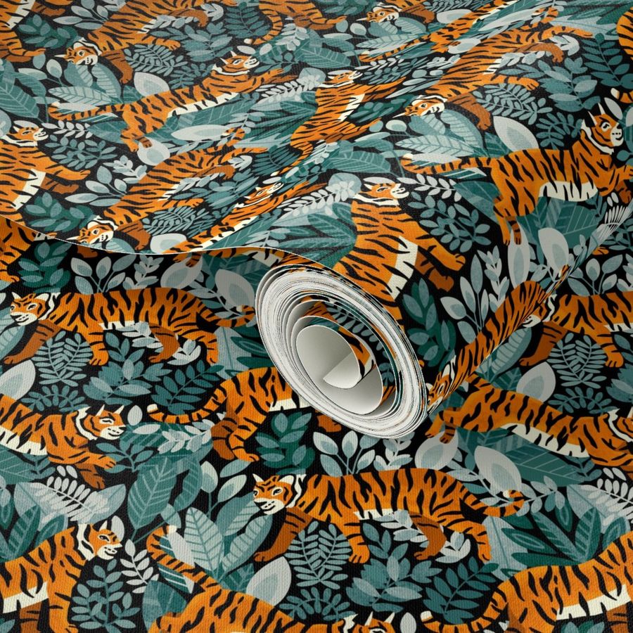 Bengal Tiger Teal Jungle (Small Version) 