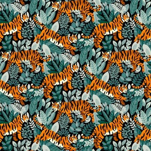 Bengal Tiger Teal Jungle (Small Version) 