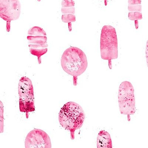 Raspberry pink watercolor popsicles ★ ice cream for baby girl's nursery