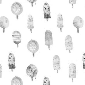 Silver watercolor popsicles ★ black and white ice cream