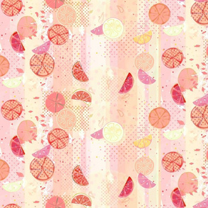 Preppy Grapefruit Citrus Waterfall in Pink and Orange -- Pink and Orange Preppy Citrus - Preppy Pink and Preppy Orange - Pink and Orange Coordinate - 13.93in x 9.02in repeat -- 366dpi (41% of Full Scale)