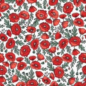 poppies floral fabric - poppy flower, spring floral fabric, autumn floral fabric, baby fabric, nursery fabric, poppies nursery, baby girl bedding - classic