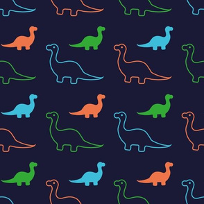Colourful dinosaur silhouette and outline pattern