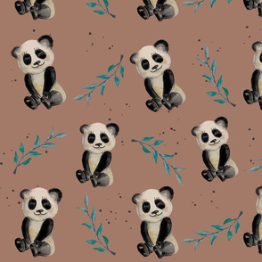   panda and leaves