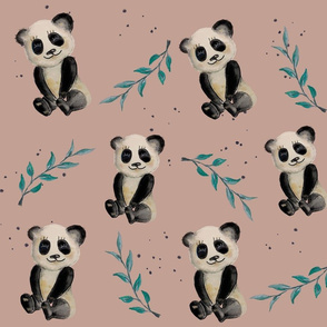    panda and leaves