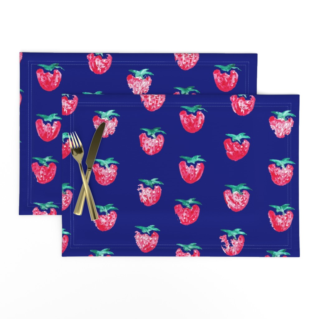 Strawberry Print Dark Blue