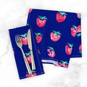 Strawberry Print Dark Blue