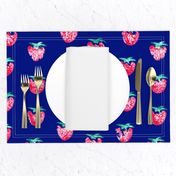 Strawberry Print Dark Blue