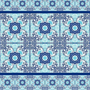 Portuguese azulejos tile. Blue Azulejo Ceramic.