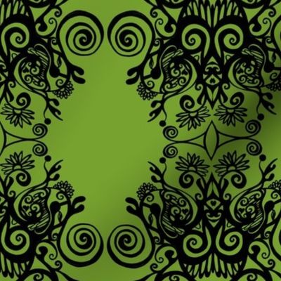 Good Energy Art Green Damask