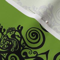 Good Energy Art Green Damask