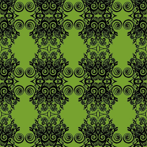 Good Energy Art Green Damask