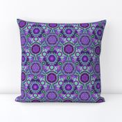 Kaleidoscopic Floral Purple and Mint Green medium scale