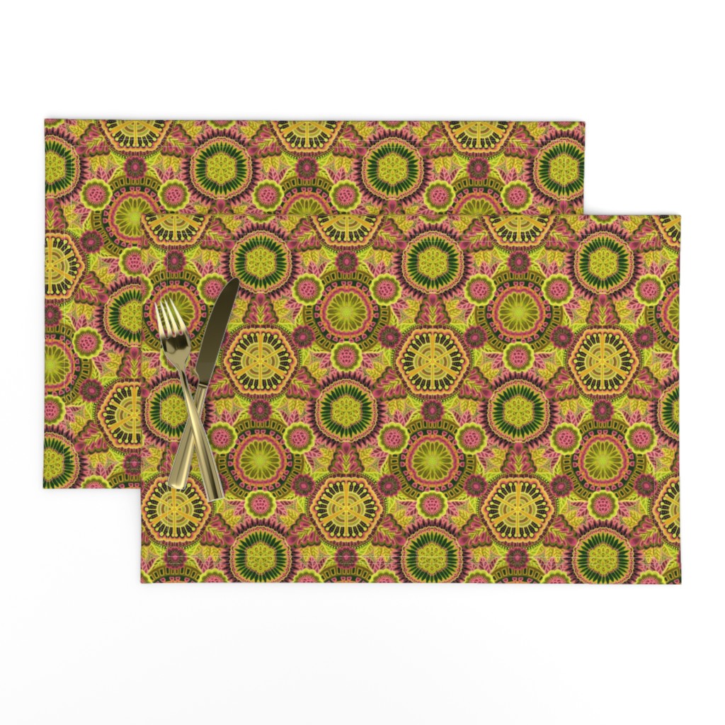 Kaleidoscopic Floral Chartreuse and Rose medium scale