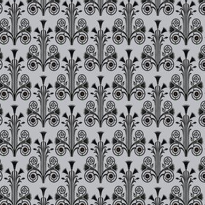 Lotus Damask - Black/Gray