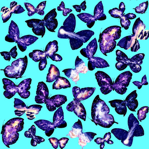 Space Butterflies -  Light Blue