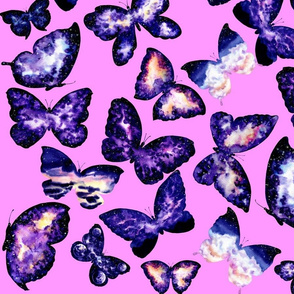 Space Butterflies - Pastel Pink