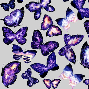 Space Butterflies - Light Grey
