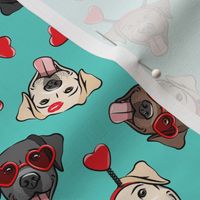 Valentine's Day Labrador retrievers - labs teal - LAD19