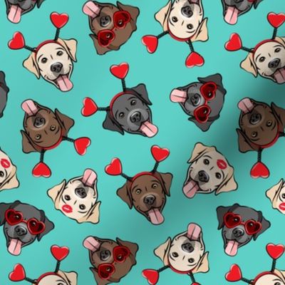 Valentine's Day Labrador retrievers - labs teal - LAD19