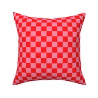 JP37 - Scarlet Red and Pink Checkerboard in One Inch Squares