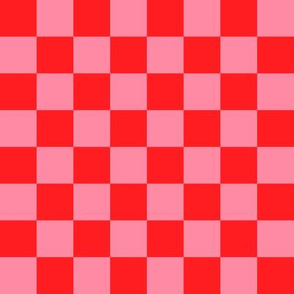 JP37 - Scarlet Red and Pink Checkerboard in One Inch Squares