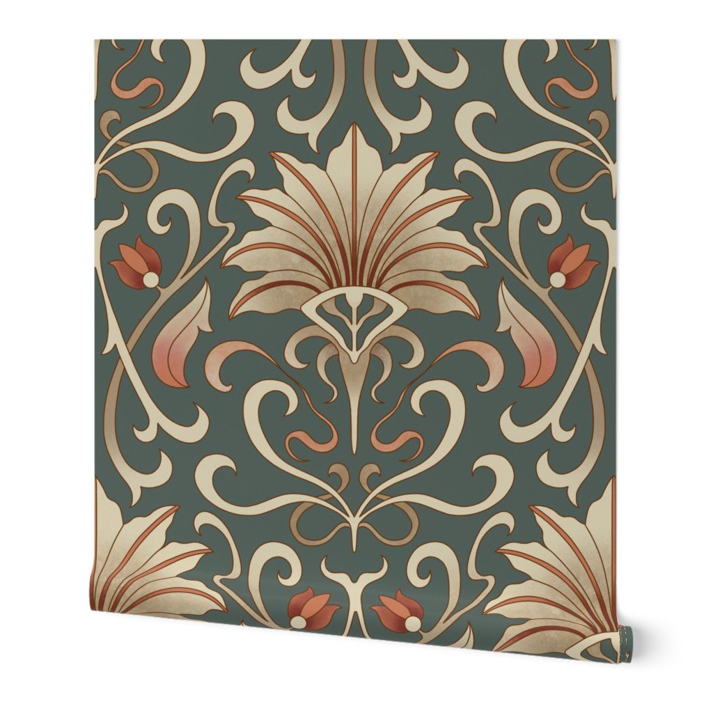 Art nouveau wallpaper on dark