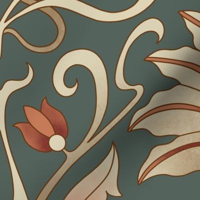 Art nouveau wallpaper on dark