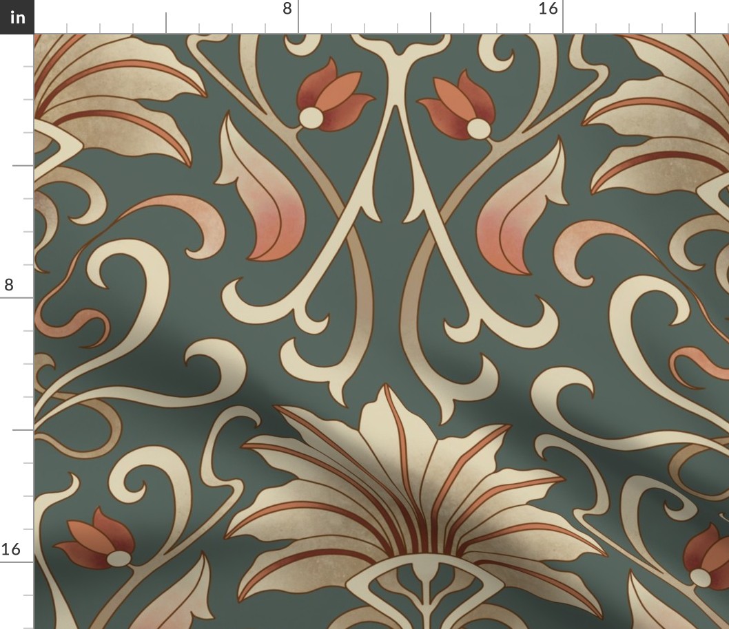 Art nouveau wallpaper on dark