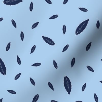 Blue leaves silhouette pattern
